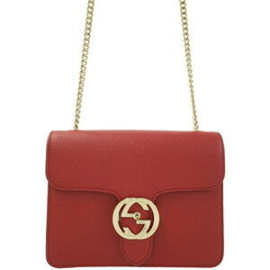 GUCCI Interlocking GG Chain Shoulder Bag Red